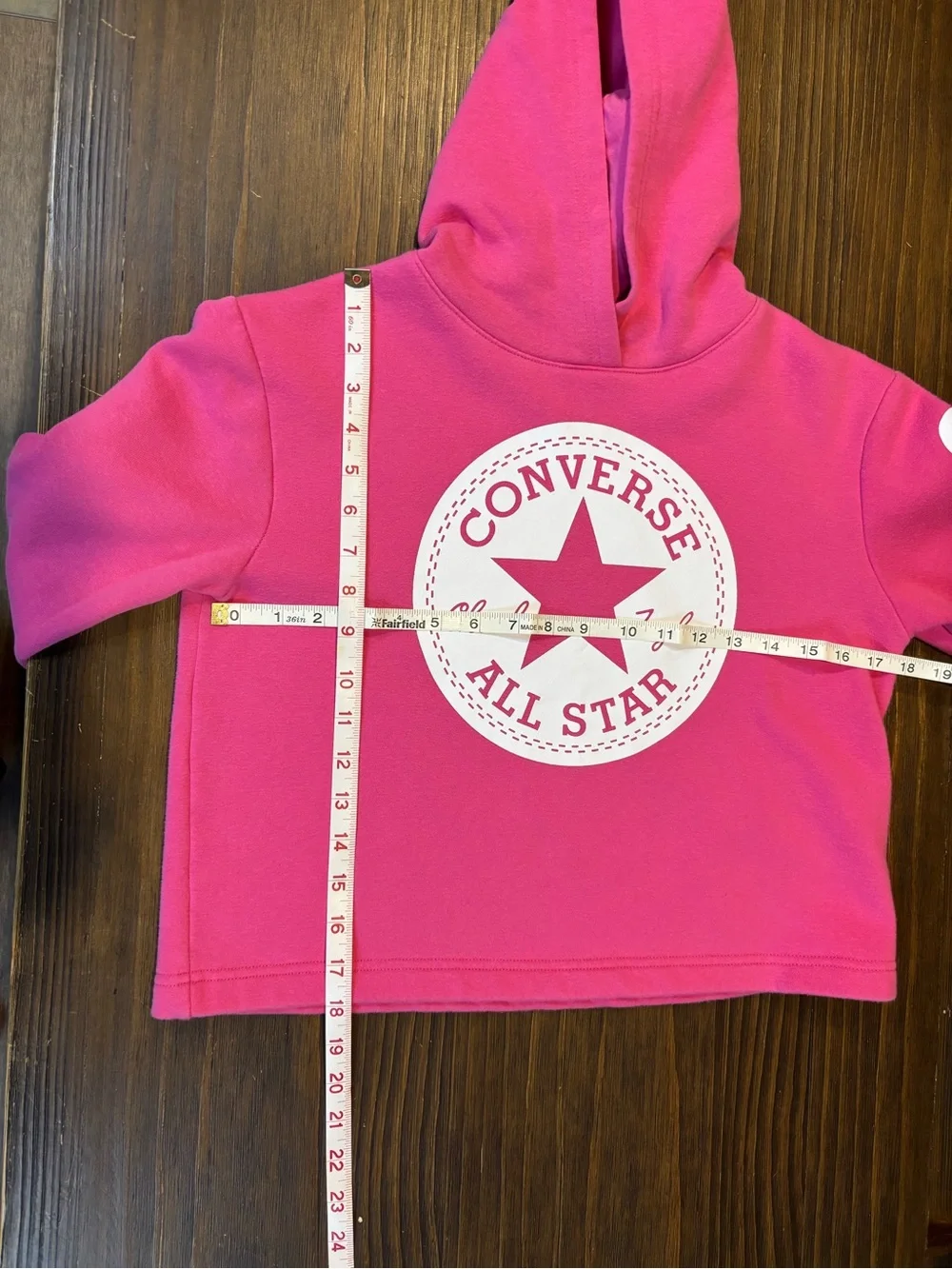 Converse Hot Pink All Star Cropped Hoodie Girls L 12/13